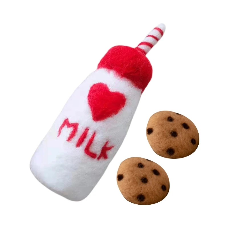 

DIY Baby Wool Felt Milk Bottle+Cookies Decorations Newborn Photography Props Infant Photo Accessories