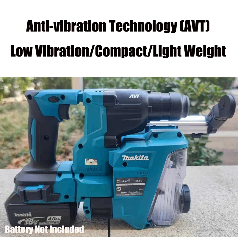 Imagem -06 - Makita Dhr183 Dx16 Martelo Elétrico Avt 18v Bateria de Lítio Furadeira de Impacto Broca de Martelo de Poeira Compacta