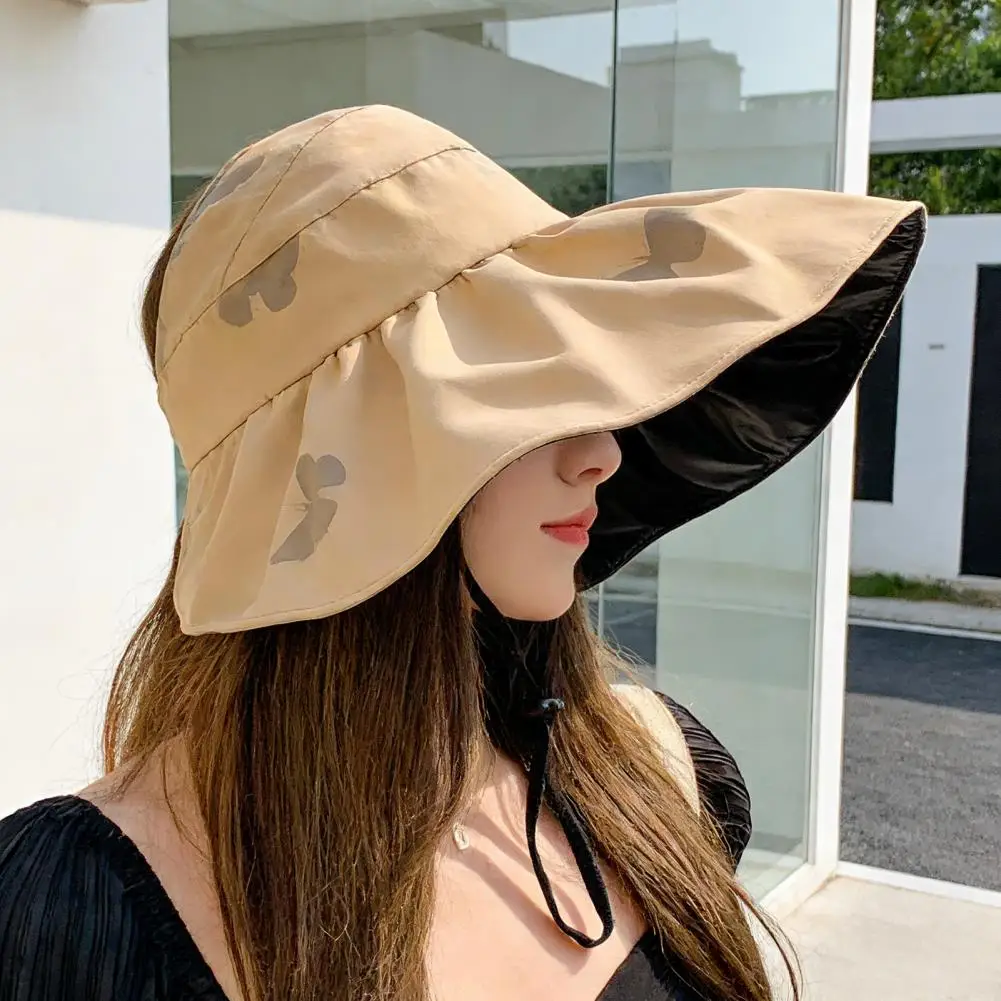 Immagine 5: Cappello da sole UPF 50 con visiera aperta, protezione solare UPF 50, tesa larga, leggero e pieghevole, ideale per viaggi estivi da donna