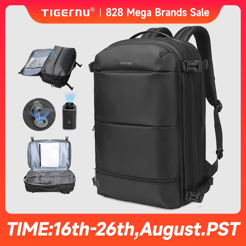 Tigernu Vakuum-Kompressionsrucksäcke für Herren, Reiserucksack, erweiterbare USB-Tasche, große Kapazität, 17-Laptoptaschen für Schulkabinen
