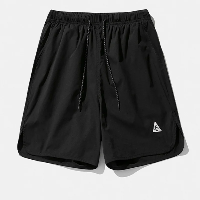 Sports shorts for men, summer split design, beach pants, embroidered casual five quarter pants