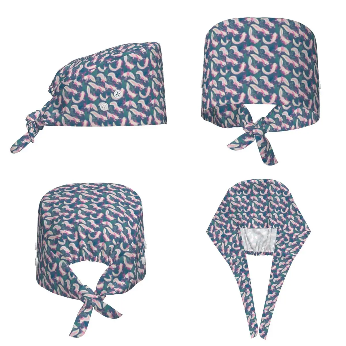 Axolotls Scrub Hat Doctor Working Surgical Cap Unisex Adjustable Nursing Caps for Dentist