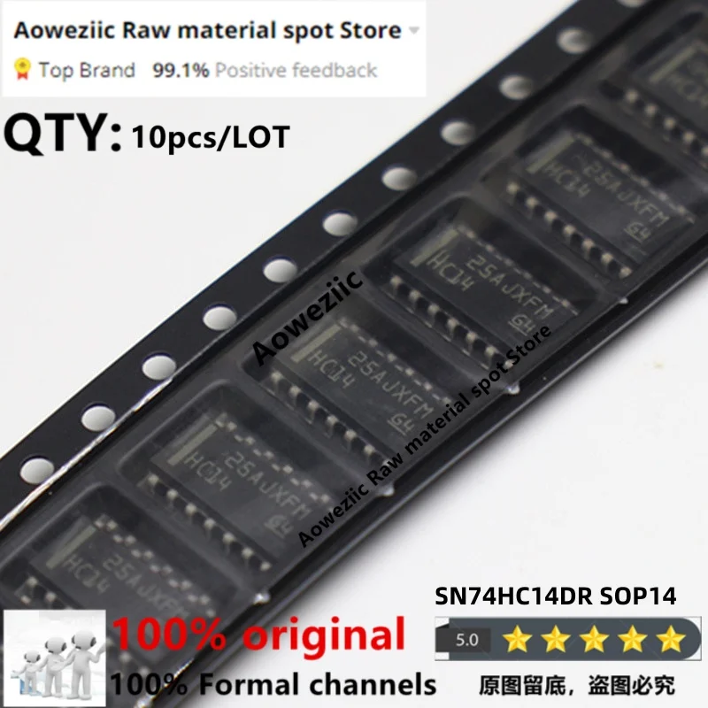 Aoweziic  2022+ 100% New Imported Original SN74HC14DR  74HC14   HC14   SOP-14  Six-way Schmidt Trigger Inverter