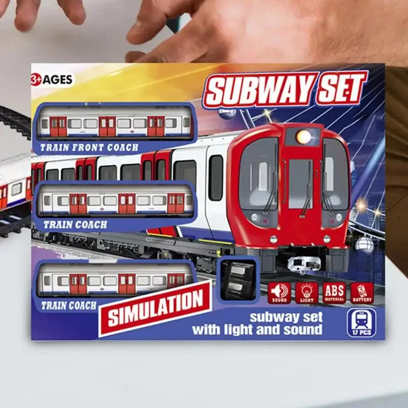 TEMIKIDS Toddler Train Set Toddler Train Track Toy Educational Electric Retro Subway Playset With Light And Sound For Kids Aged 