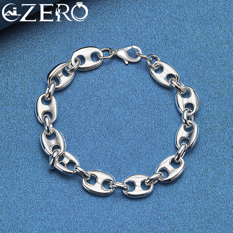 ALIZERO 925 Sterling Silver Pig Nose Chain Bracelet For Women Men Charm Wedding Engagement Party Fashion Jewelry Gifts