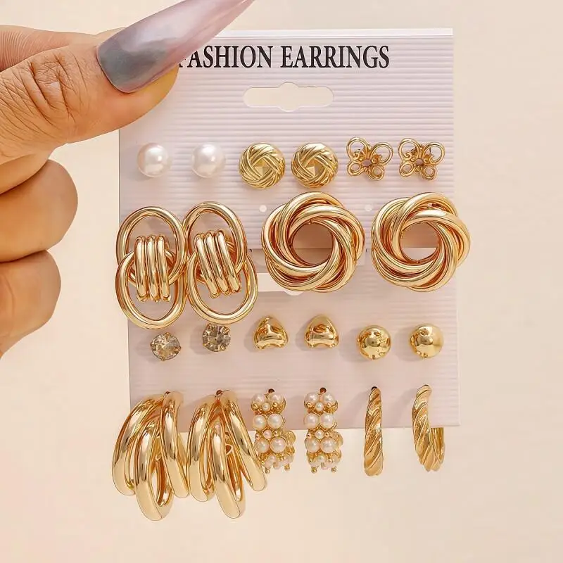 5/6/11 Pairs Twist Earrings Set for Women, Trendy Hoop Stud Statement Multipack for Daily Wear Party Gift