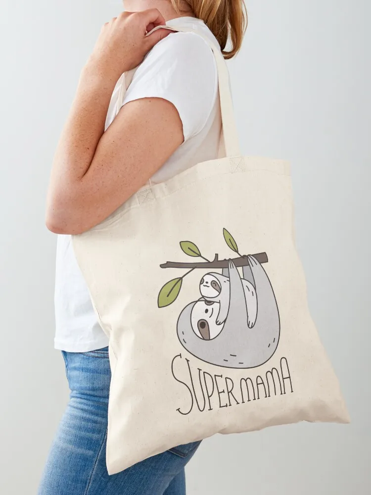 Super Mama Mom and Baby Sloth Tote Bag personalized tote tote bag custom Canvas Bag