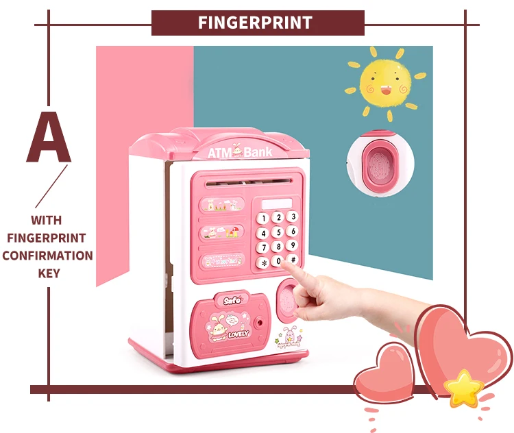 Money Box With Fingerprint Piggy Bank Electronic ATM Savings Box For Coins Cash Safe Large Coin Bank Password Lock For Children