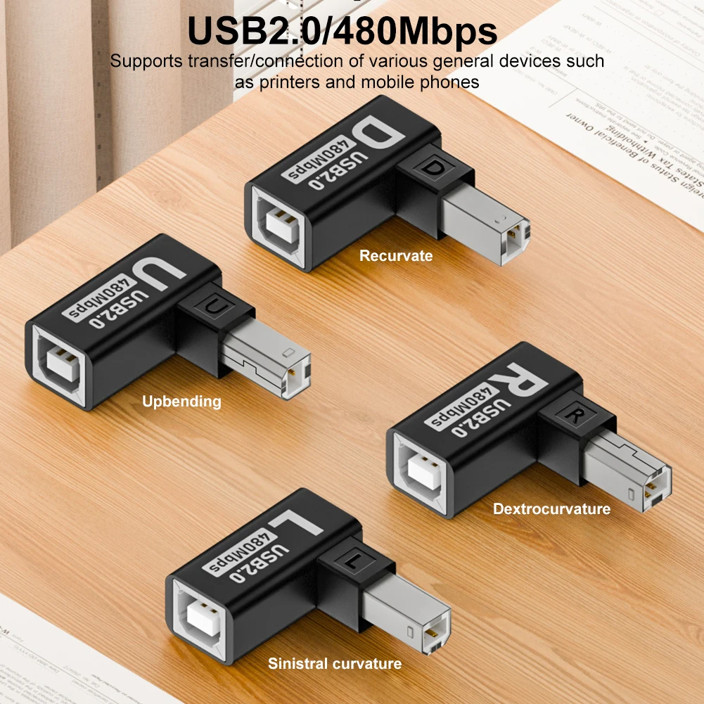 

USB 2.0 Printer Adapter USB 2.0 Male To Female 90 Degree USB B Printer Adapter Extension Plug Converter for Printer Scanner