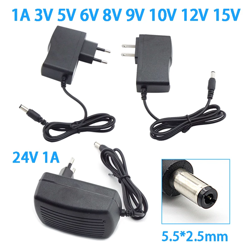 

1A AC to DC Power Adapter 110-240V DC 3V 5V 6V 8V 9V 10V 12V 15V 24V Power Charger Adaptor Supply EU US Plug for LED Strip