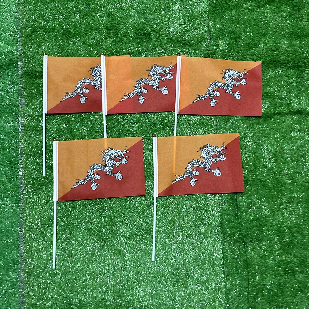 SKY FLAG Bhutan hand Flag 14x21cm Flying Flags 14x21cm 10/20/50/100pcs Bhutan Countries Flag For Sports Activity Home Decor