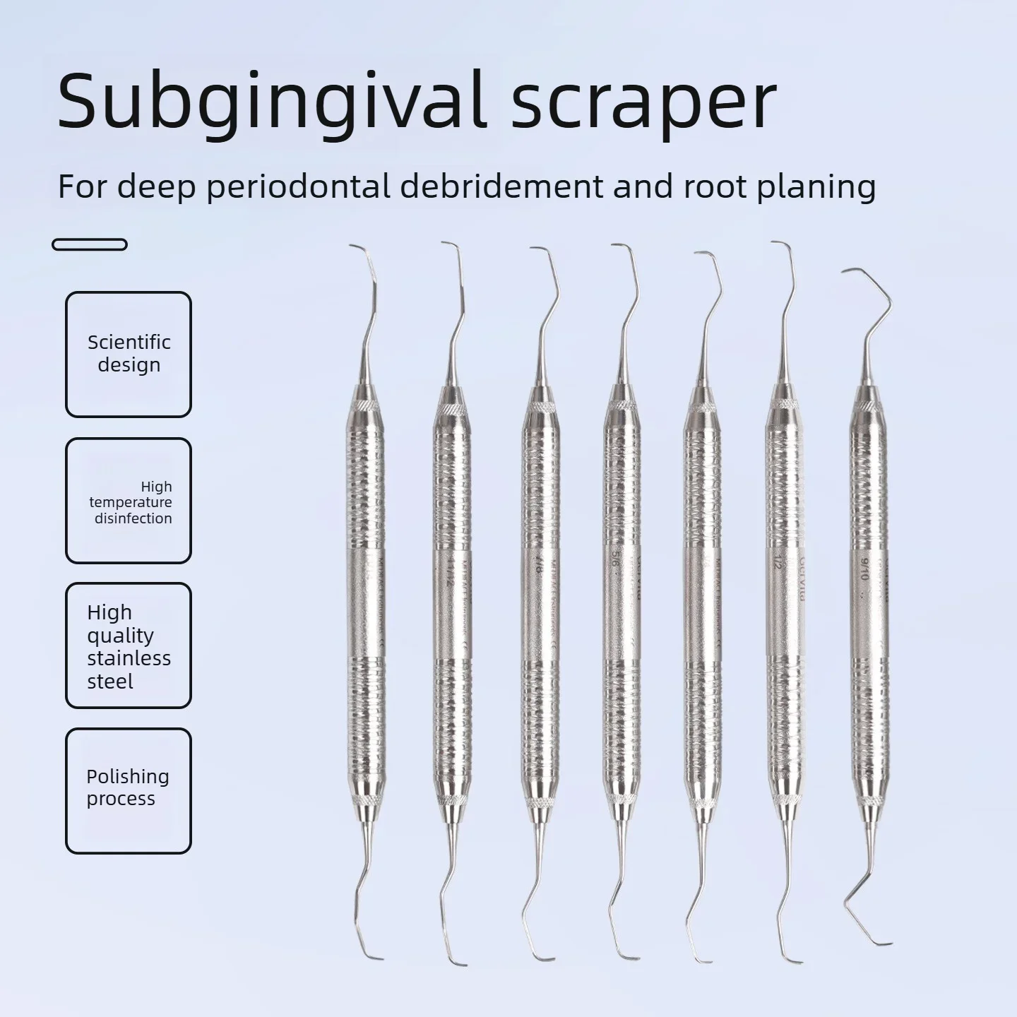 Dental Subgingival Scaler Periodontal Curette Stainless Steel Tartar Remover Dental Tool