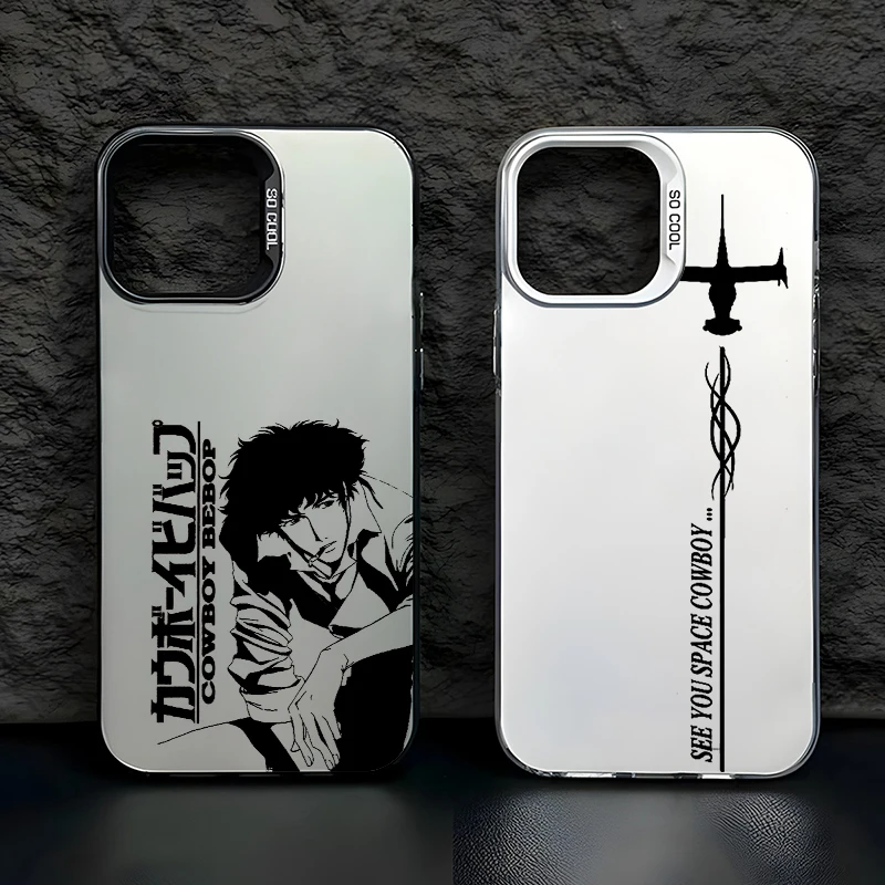 Anime Cartooon Cowboy Bebop Phone Case For Apple iPhone 15 14 13 12 11 XS XR X Pro MAX 8 7 Plus SE Colorful Silver Cover