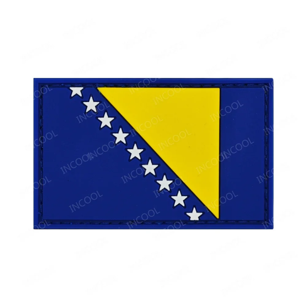 PVC Rubber Bosnia and Herzegovina Flag Patches Infrared IR Reflective Embroidered Appliques Shoulder Badges For Clothing Jacket