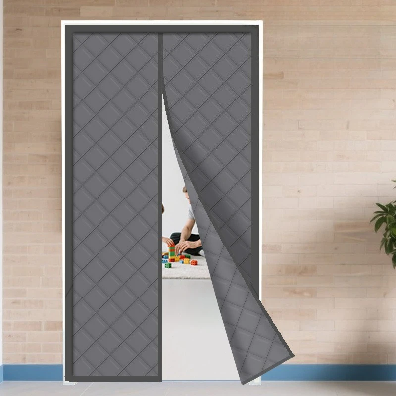 Winter Thick Cotton Door Curtain Magnetic Self‑absorbing Windproof Warm Soundproof Household Partition Curtain