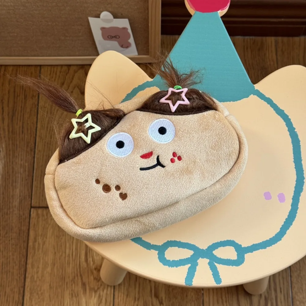 

Large Capacity Cartoon Face Pencil Bag Long Hair Desk Organizer Pencil Case Kawaii Creative Funny Makeup Bag Pencil Box