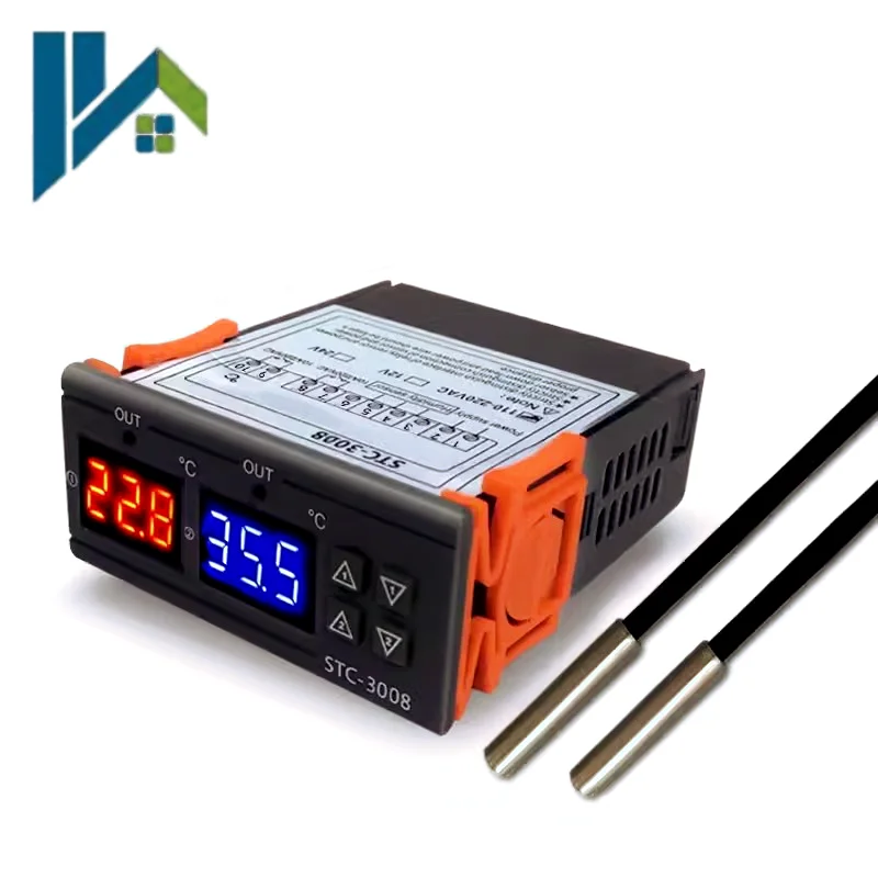 STC3008 Dual Digital Temperature Controller Two Relay Output 12V 220V Thermoregulator Thermostat With Heater Cooler STC-3008