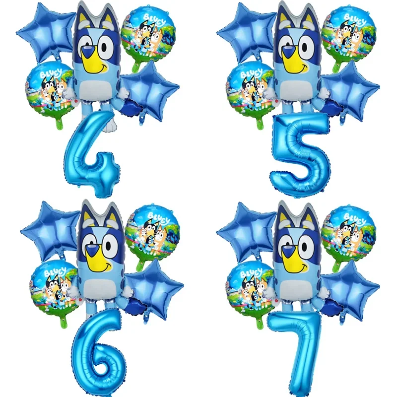 Blueys bingo aniversário balões decorativos folha de alumínio número balões conjunto festa decoração adereços chá de bebê presente de natal