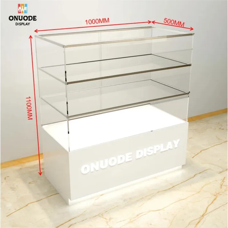 Lemari Rokok Kaca Pabrik yang Dapat Disesuaikan dengan Lampu LED, Etalase Toko Tembakau untuk Pajangan Toko Tembakau