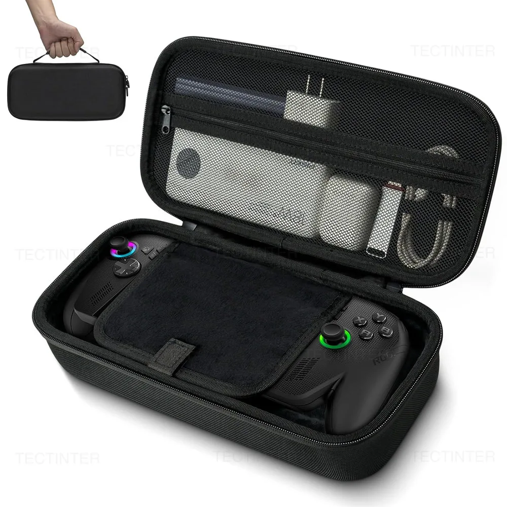 Estojo de transporte de grande capacidade para asus rog xbox ally x 2025, bolsa de armazenamento de viagem portátil de eva rígido para rog xbox ally x acessórios
