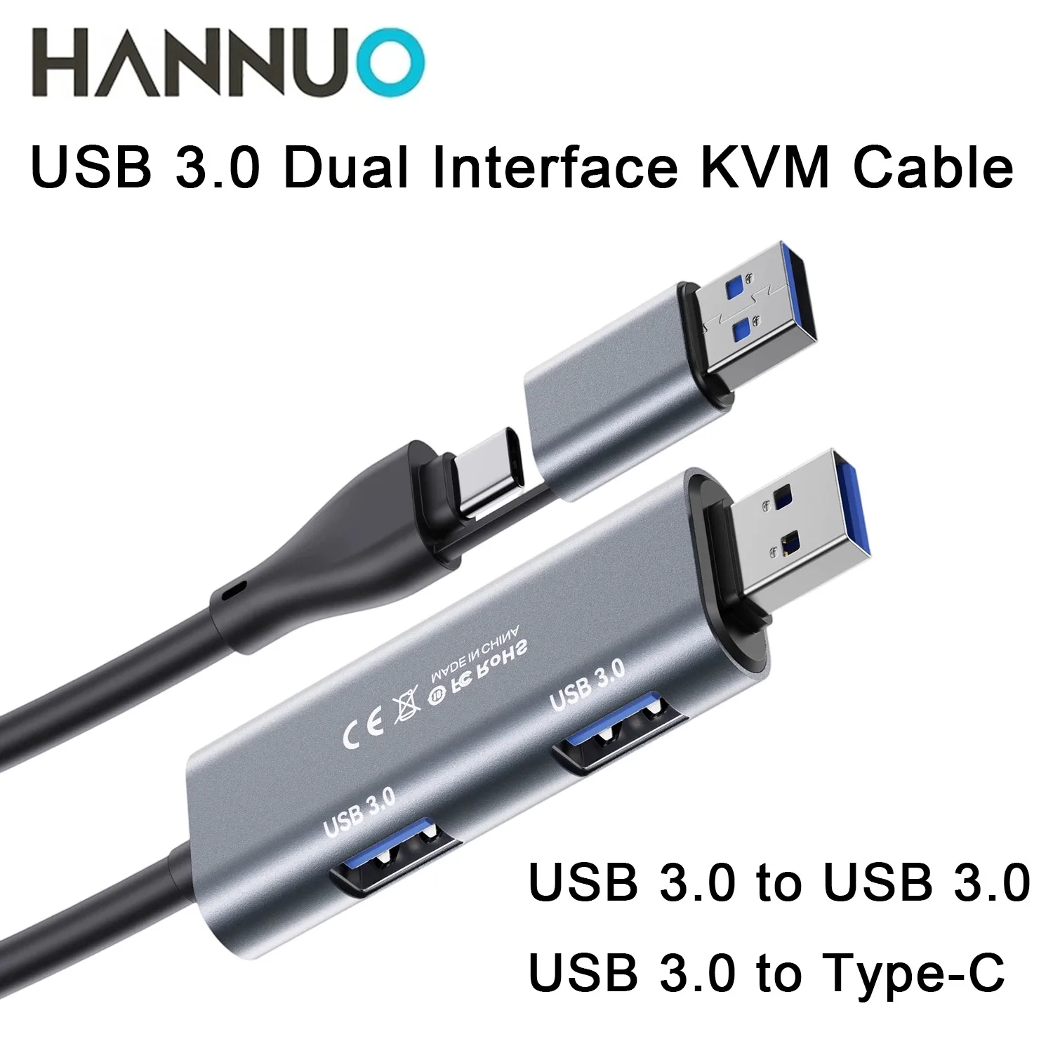

HANNUO 2 IN 1 USB 3.0 Type C Cable Male to Male cord for Laptop MacBook iPhone Samsung USB hub 5Gbps High Speed USB Adapter USB