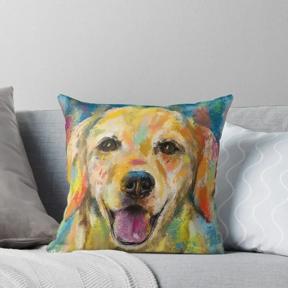 

Artistic and Colorful Painting of Golden Retriever Smiling Throw Pillow Sitting Cushion Cushion Child Christmas Pillows pillow