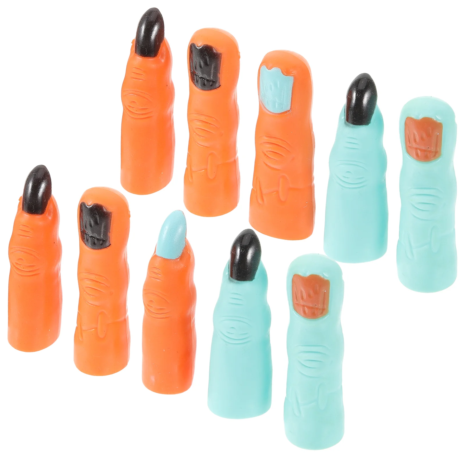 

10 Pcs Halloween Colored Nail Sets Trick Makeup Props DIY Fake Nails Finger Prank Fingers Witch for False Cosplay Prom