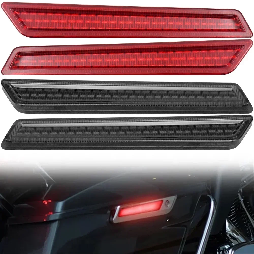 Motorcycle Saddlebag Latch Cover LED Turn Signal Brake Lights Side Luggage Marker Reflectors For Harley Touring Glide CVO 14-up