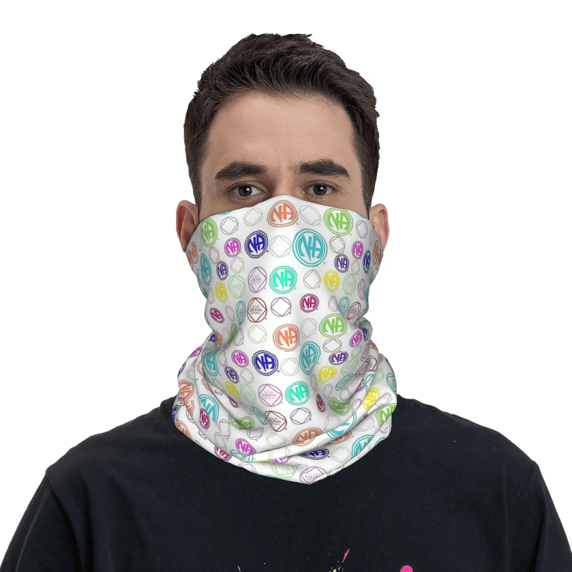 

Colorful NA Symbols and Logos Narcotics Anonymous Bandana Neck Cover Printed Wrap Mask Scarf Multifunction Face Mask Cycling