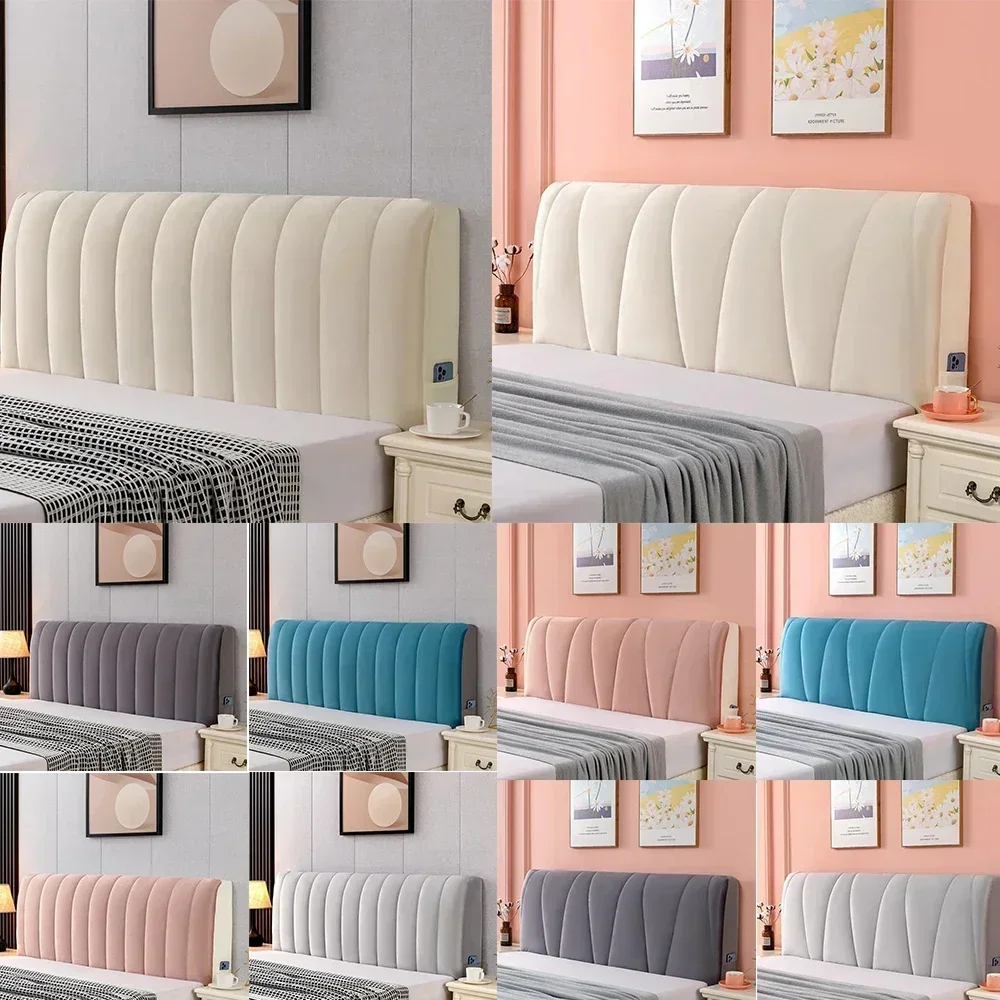 

All-inclusive Super Soft Smooth Quilted Head Cover Thicken Velvet Headboard Cover Solid Color Bed Back Dust Protector Cover