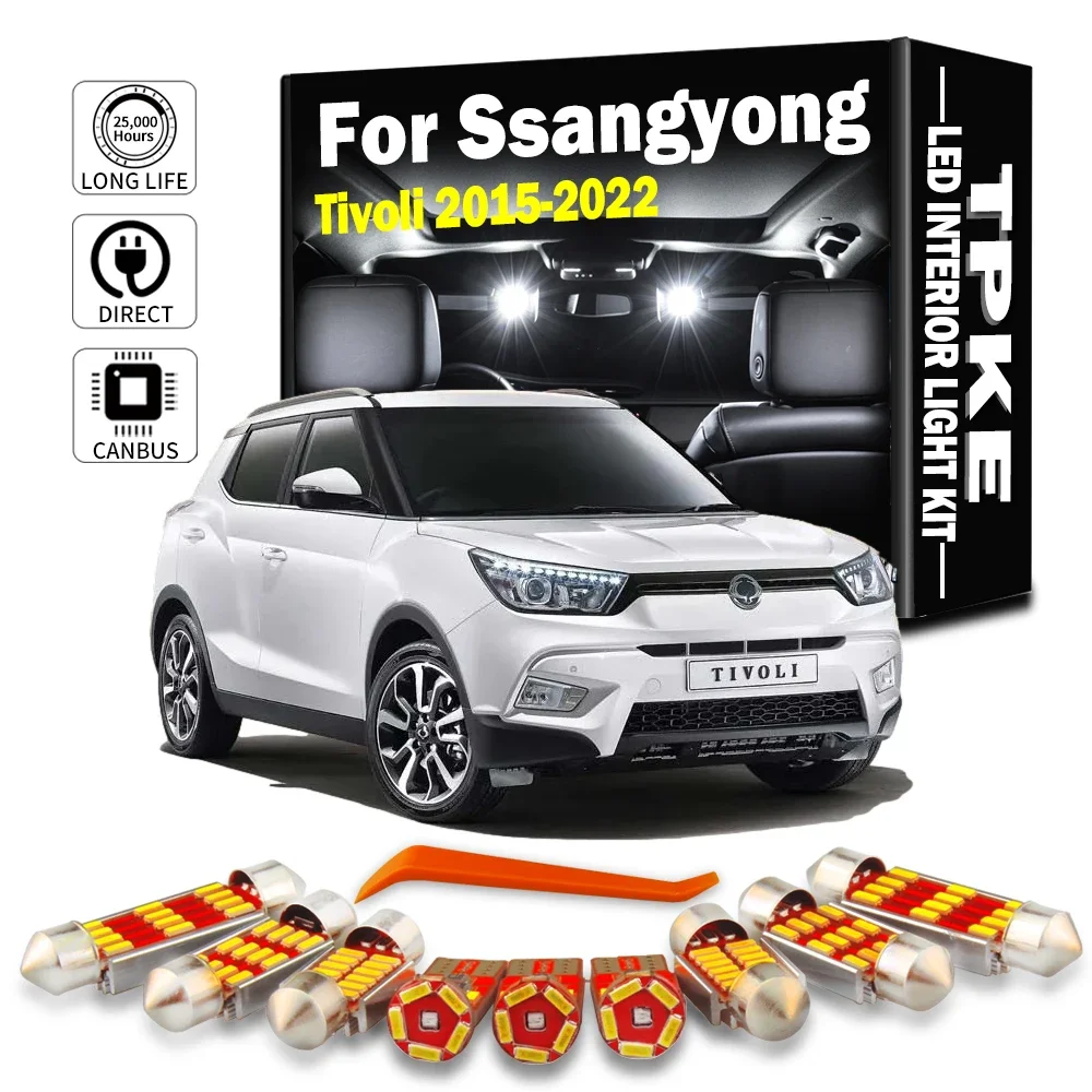 TPKE 11Pcs Car LED Interior Map Light Kit For Ssangyong Tivoli 2015 2016 2017 2018 2019 2020 2021 2022 Led Bulbs Canbus No Error