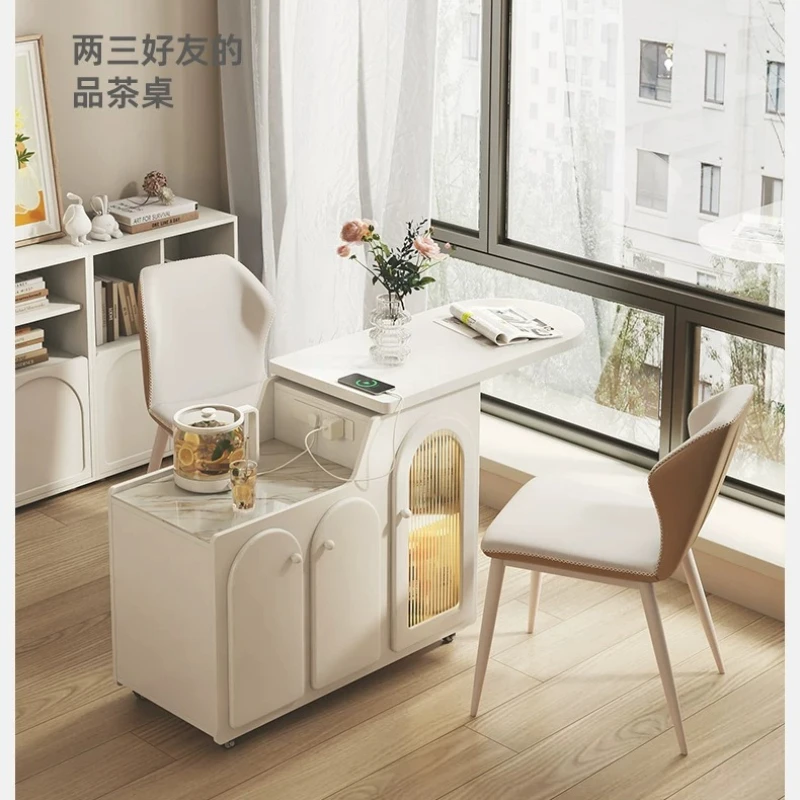 Yjq tea table household living room tea making integrated mobile side few balcony tea table side cabinet combination