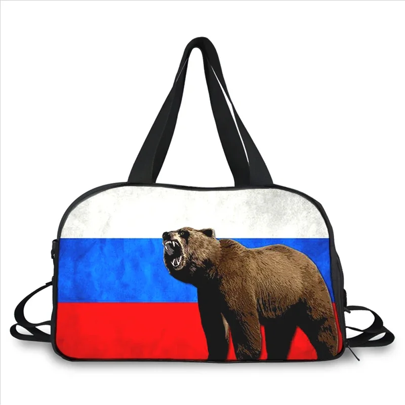 Russia bear flag 3D printing fashion trend portable large capacity multi-function messenger bag travel bag