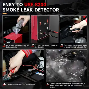 ANCEL S200 EVAP 연기 누출 감지기 (자동차/오토바이용 연기 발생기, 진단 도구, 진공 테스터, 오일/연료 파이프 누출 위치 탐지기) 6 best sales 연기 누출 시험기 - №5