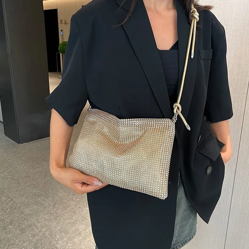 Bolso de mano de noche con diamantes de imitación para mujer, bolso de mano brillante, bolso para cena, fiesta, boda, elegante, brillante, hombro,