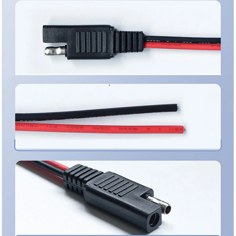 SAE Power Automotive Extension Cable 12V 18AWG 15CM Wire  Male Connector Female Plug Cable