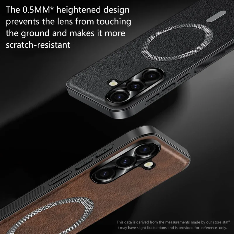 Luksusowe skórzane etui na Samsung Galaxy A57/56/55/54/53/52/37/36/35/34/27/25/17/16/15/07 M34 z magnetycznym metalowym uchwytem na obiektyw, odporne na wstrząsy.