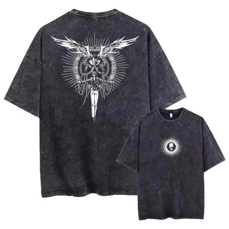

Summer New Arrival Men Clothe Tee Shirt T-Shirts Men Tshirt for Men Ropa Hombre Vintage Washed Death Note Anime Graphic Printing