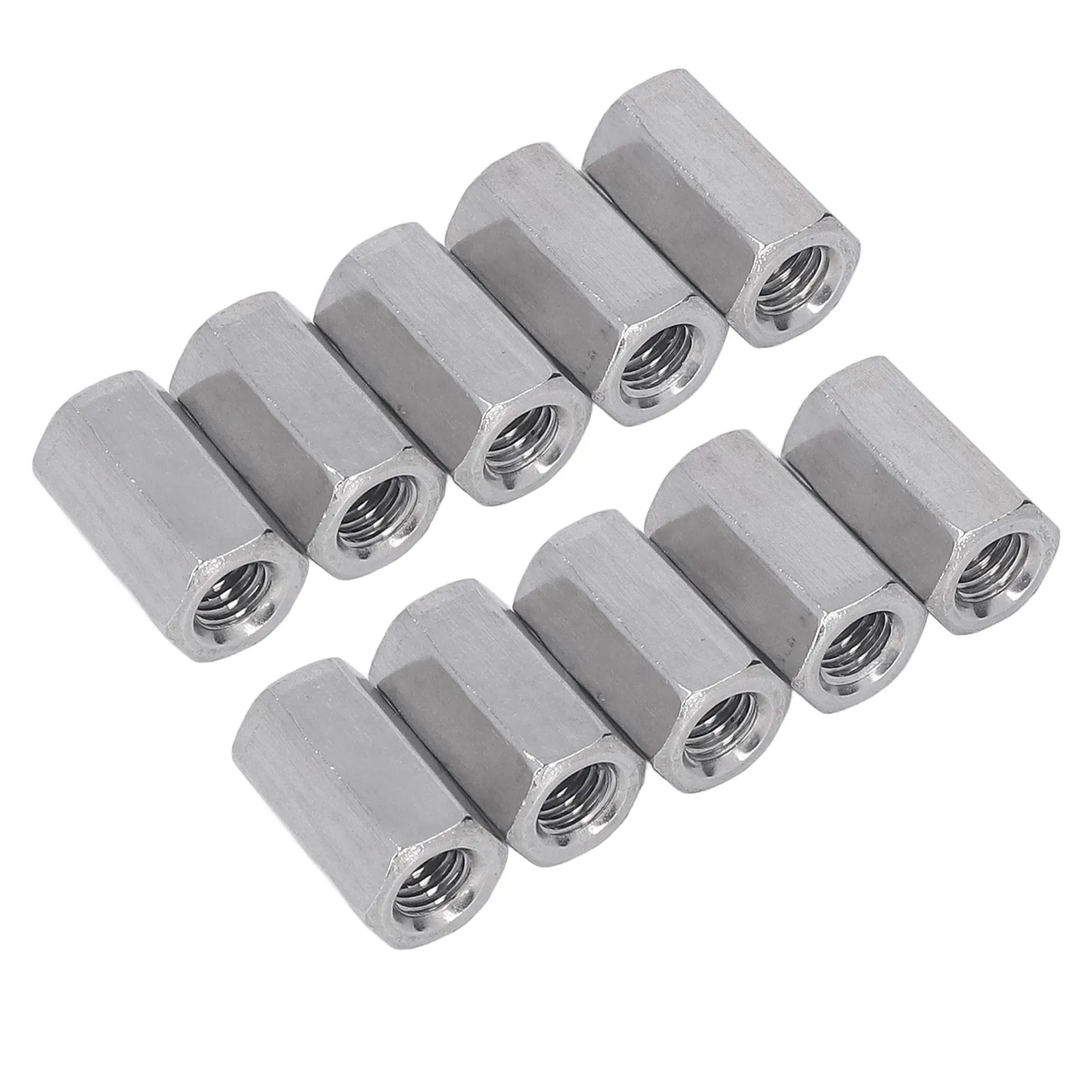 10Pcs Coupling Nut 304 Stainless Steel Rod Connector Nut Hex M8 Fastener for Househole