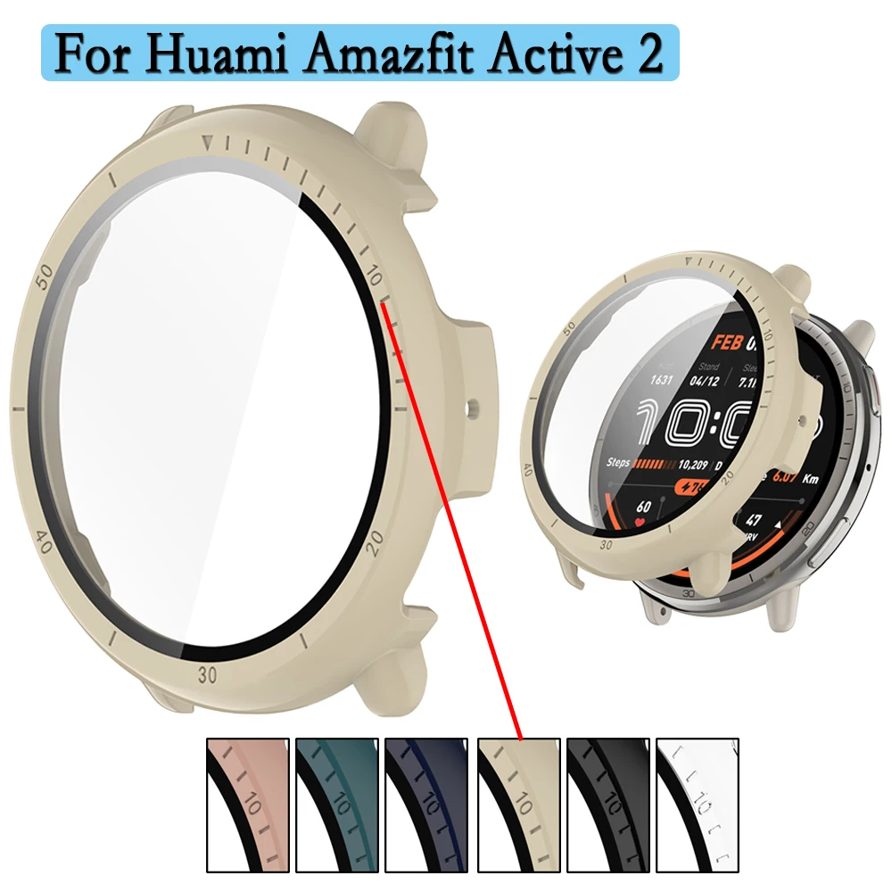 Casing Jam Tangan untuk Huami Amazfit Active 2 PC Sampul Keras dengan Kaca Tempered Berkualitas Tinggi Cangkang Jam Tangan 2 In 1