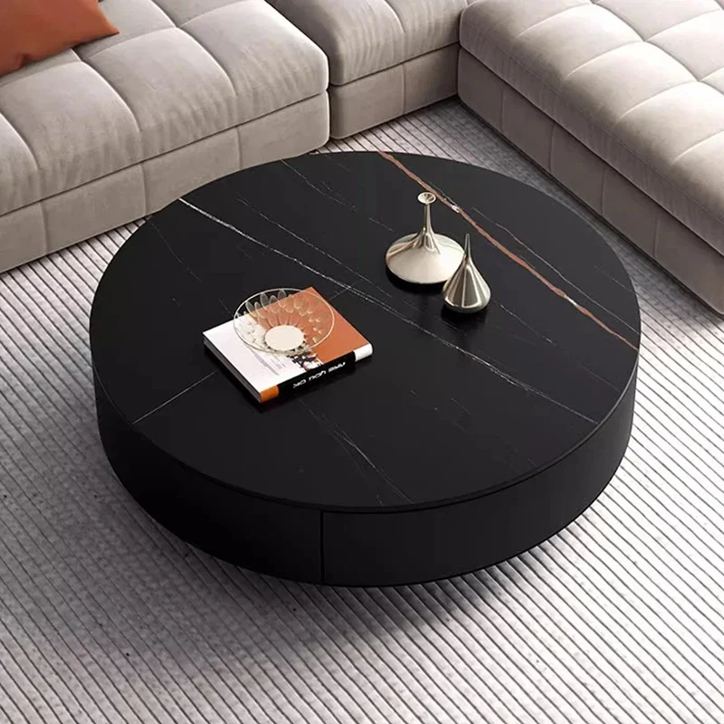 

Drawers Black Round Coffee Tables Luxury Organizer Breakfast Creative Side Table Aesthetic Entryway Table Basse Home Furniture