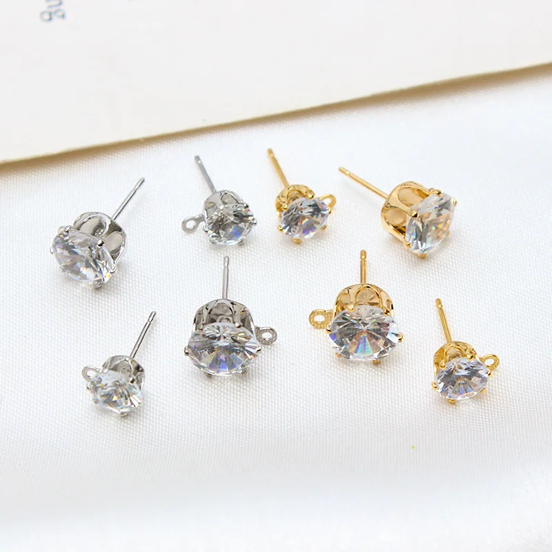 4mm 6mm 8mm Turtle Claw Earring Pin With Pendant Clasps DIY Jewelry Making Accessories Crystal Rhinestone Hook Earwire Wholesale