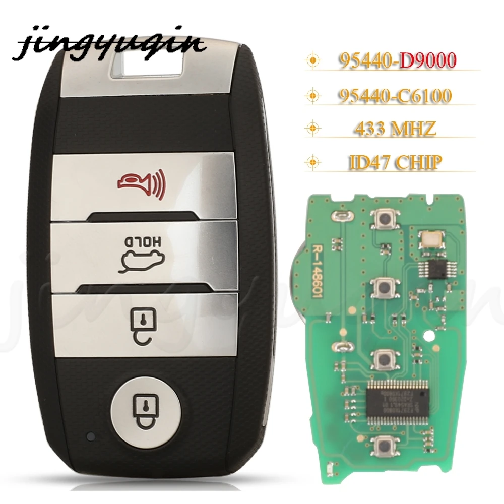 

Смарт-карта jingyuqin, 4 кнопки, 433 МГц, чип ID47 для Kia Sportage 95440-D9000/C6100