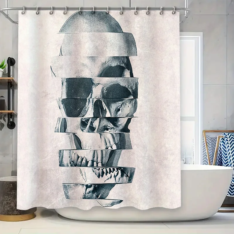 

Gothic Skull Shower Curtain Dark Halloween Decor Spooky Home Decor Horror Bathroom Set Vintage Black White Art Tapestry Wall Han