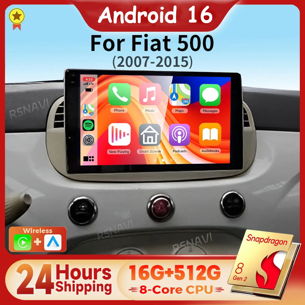 Android 16 Carplay Auto Car Radio Multimedia Player For FIAT 500 2007 - 2015 E53 X5 M5 DSP Autoradio GPS Stereo 24-Hour Shipping