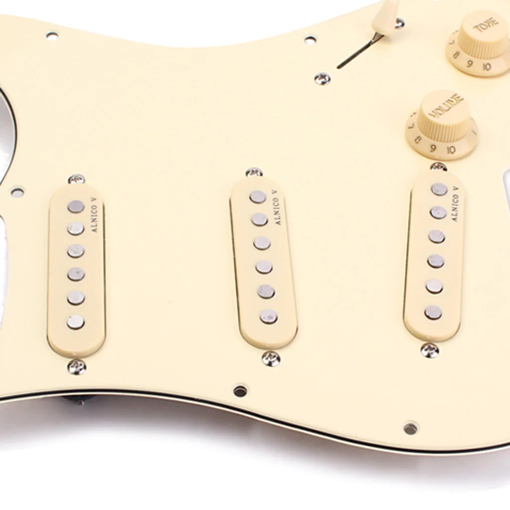 Transparent Bottom Guitar Pickup Beige Flat-Pole SSS Alnico V for Electric Guitar Replacement Parts
