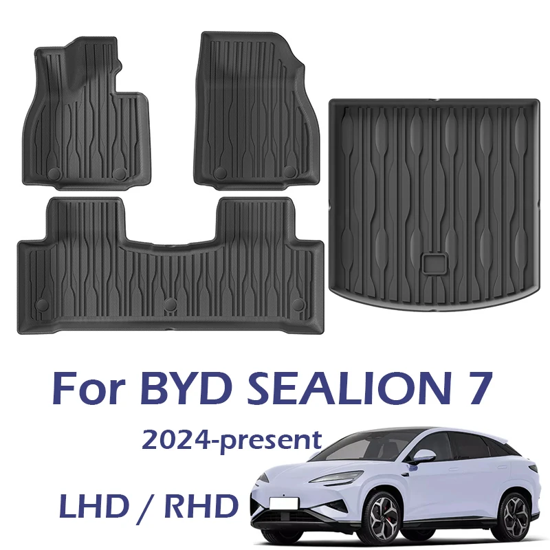 

Car Floor Mats For BYD SEALION 7 2024 2025 Cargo Liner Backrest Mat Trunk Mat Waterproof Non-slip All Weather LHD Car Carpets