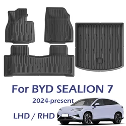 Car Floor Mats For BYD SEALION 7 2024 2025 Cargo Liner Backrest Mat Trunk Mat Waterproof Non-slip All Weather LHD Car Carpets
