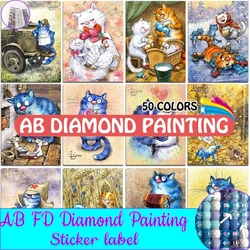 50 colori pittura diamante AB Kit animali Blue Cat Cartoon 5D ricamo fai da te nuova collezione punto croce mosaico Home Decor Art