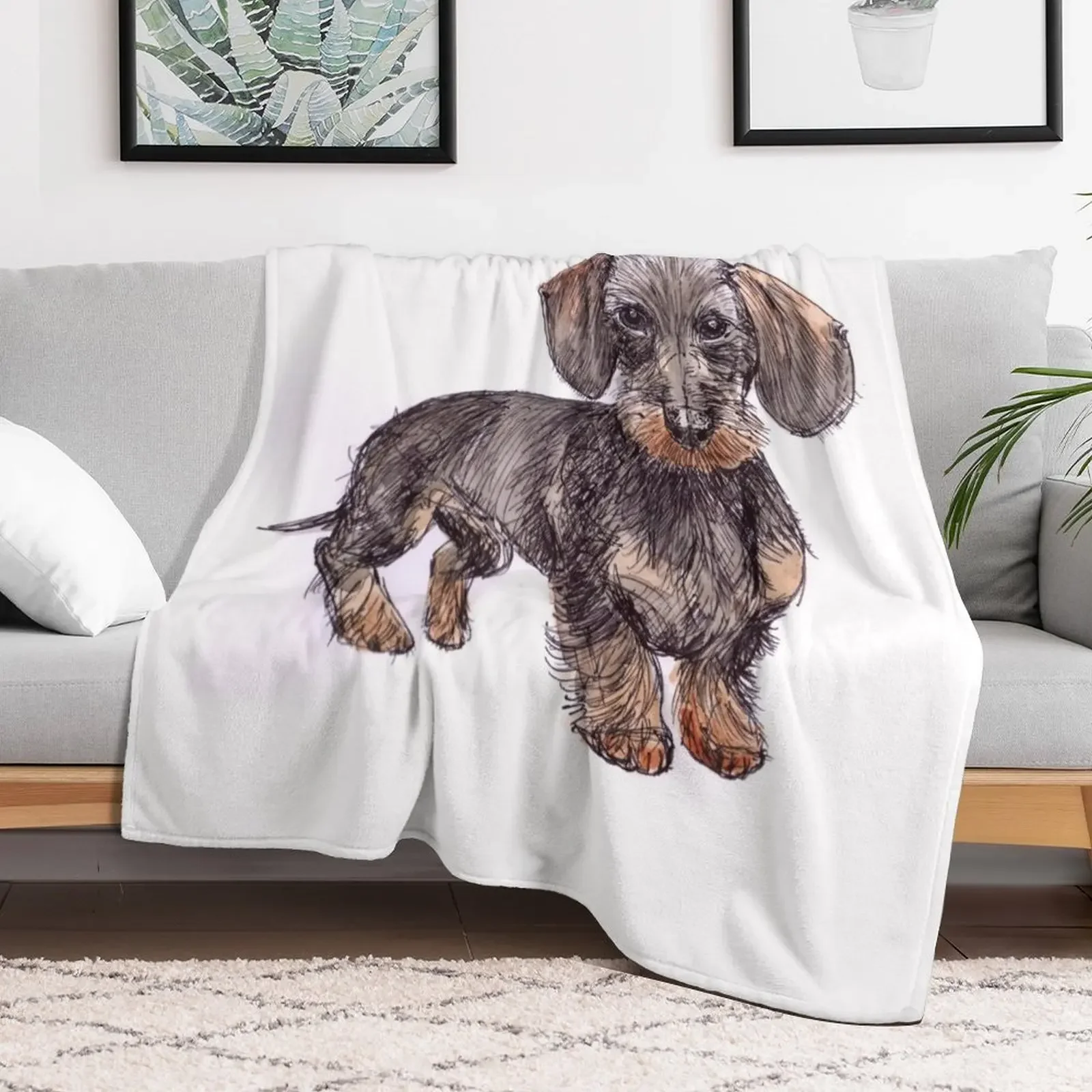 Wire Haired Daschund Throw Blanket Cute Plaid Decoratives Flannel Hair Blankets